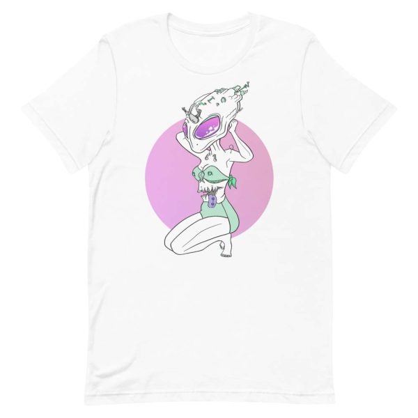 cyber alien bikini babe white mens t-shirt