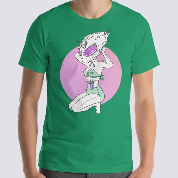 printdub cyber beach alien girl green t-shirt