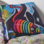 customer photo rainbow mouse toy graffiti cushion